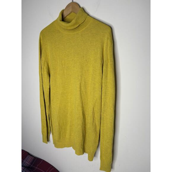 Cigar Couture Mens 2XL Turtle Neck Sweater Merino Wool Blend Mustard Yellow - Picture 2 of 7